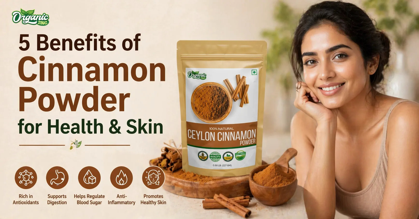 5 Benefits of Cinnamon Powder for Health & Skin (How to Use) – Organiczing