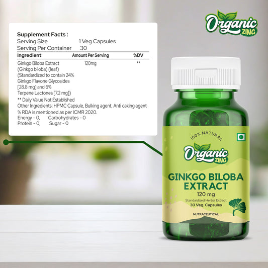 Ginkgo Biloba Extract 120mg - 30 Capsules