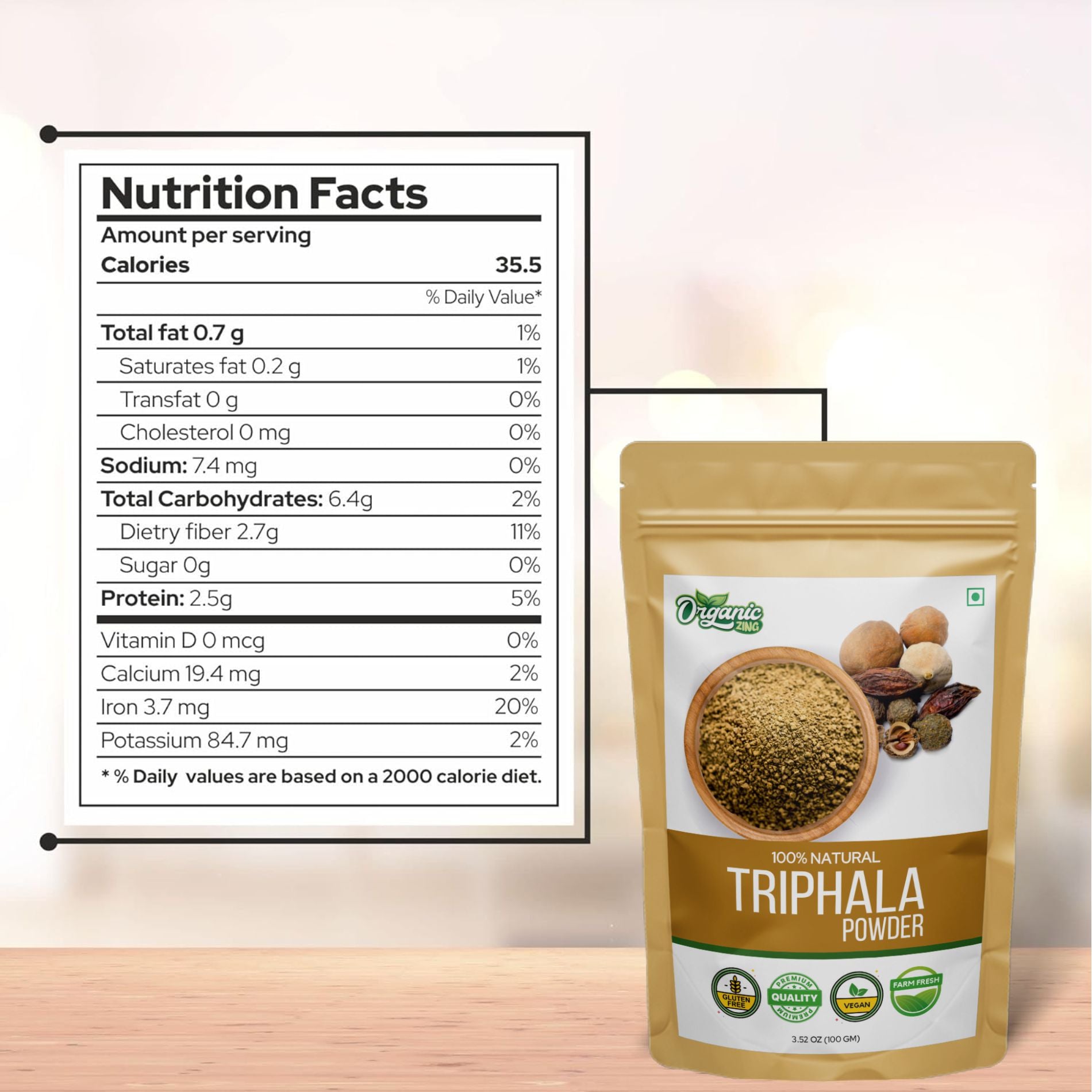 organic triphala powder with amla haritaki bibhitaki